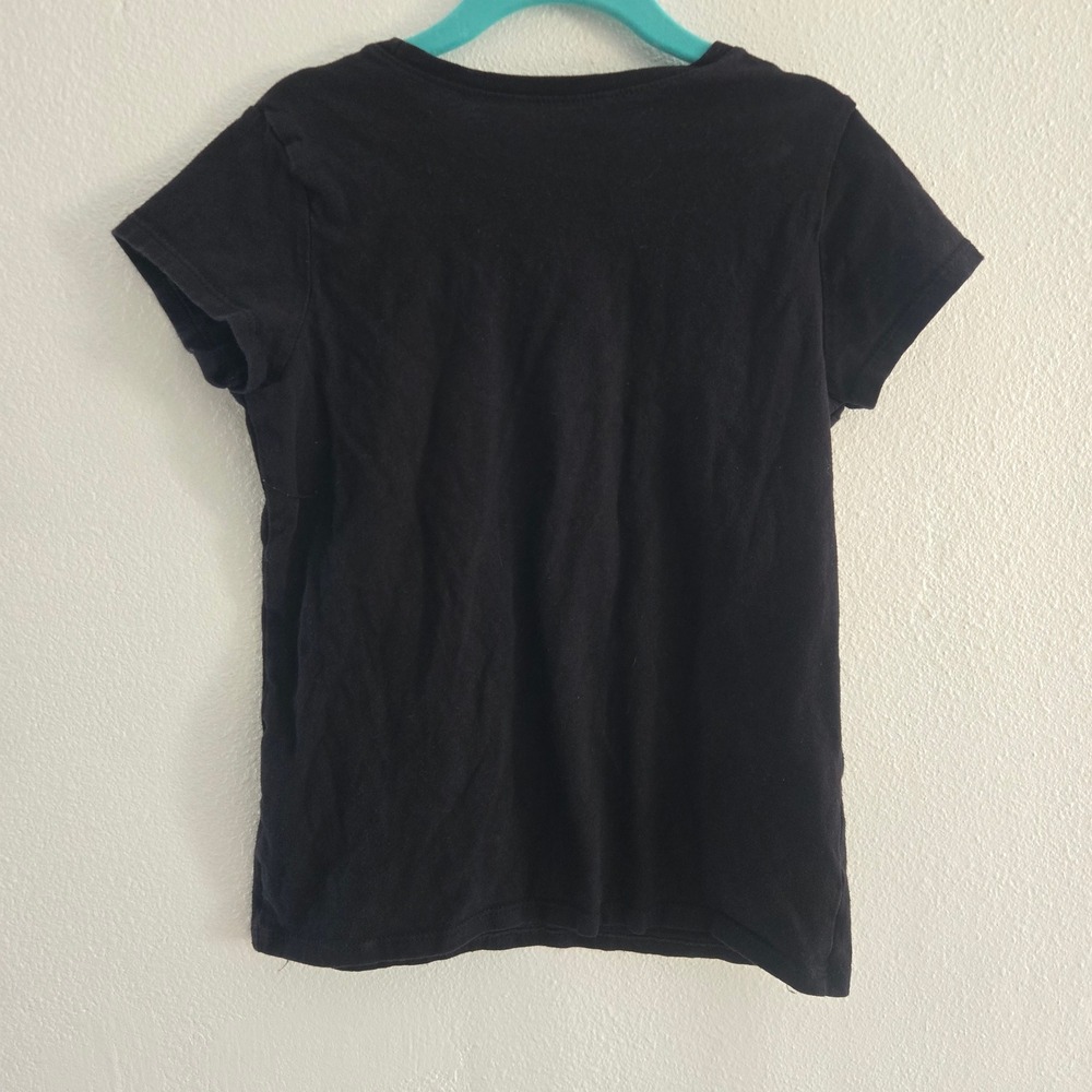 The Childrens Place Girls Black Gymnastics Rainbow Glitter Graphic Tee Medium 7 - Picture 4 of 6
